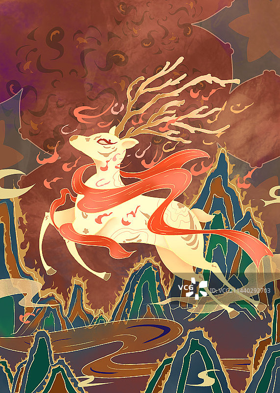 插画鹿图片素材