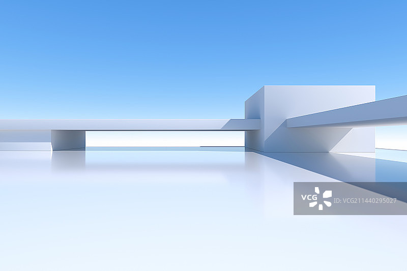 3D空旷的现代抽象建筑和背景图片素材