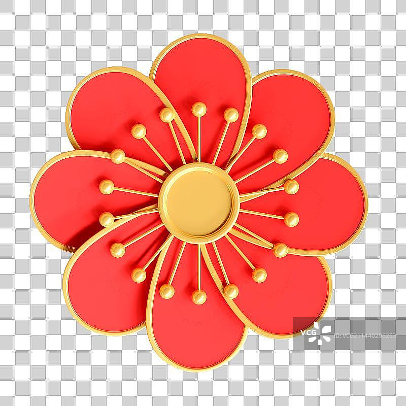 3D立体桃花春节元素图片素材