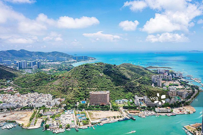 海南三亚湾 大东海旅游区全景航拍图片素材