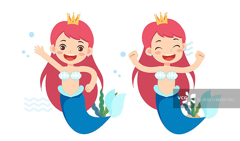 可爱的卡通公主美人鱼图片素材