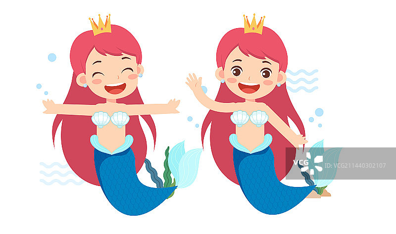 可爱的卡通公主美人鱼图片素材