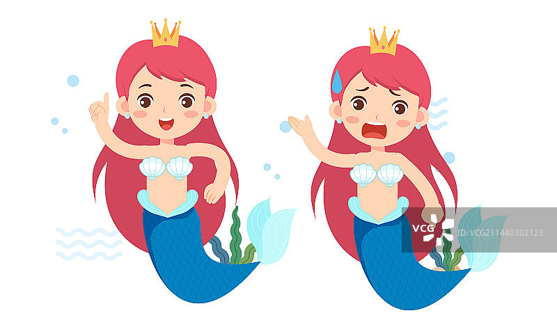 可爱的卡通公主美人鱼图片素材