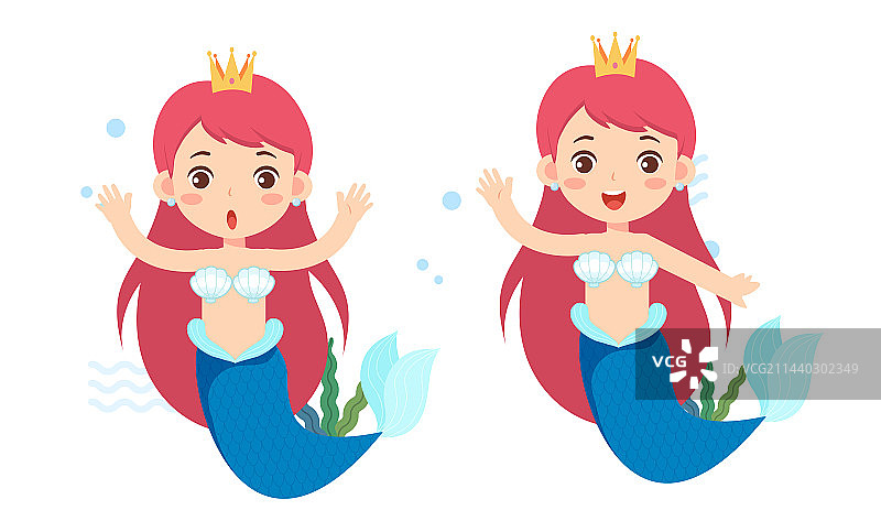 可爱的卡通公主美人鱼图片素材