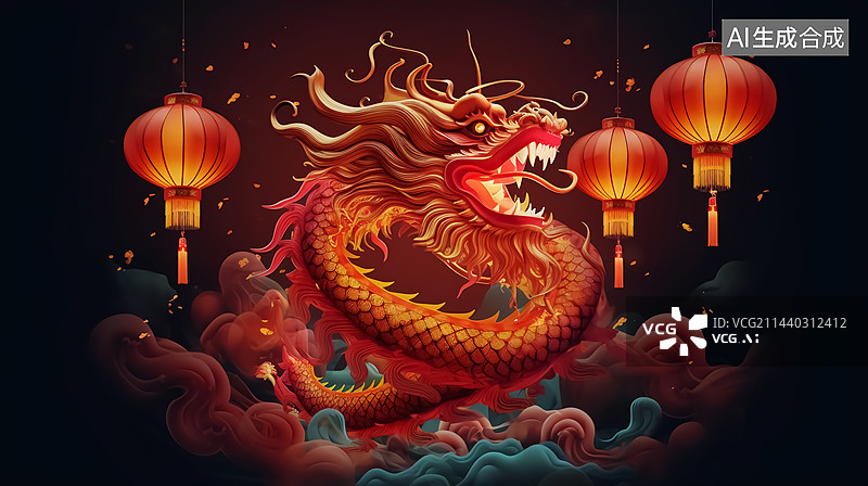 【AI数字艺术】龙年插画图片素材