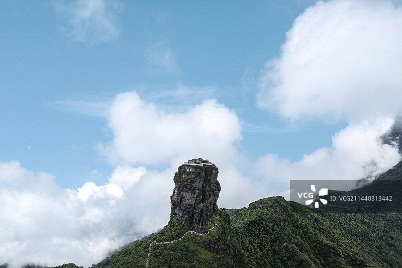 航拍中国贵州省铜仁市江口县梵净山文化旅游区云海户外风光图片素材