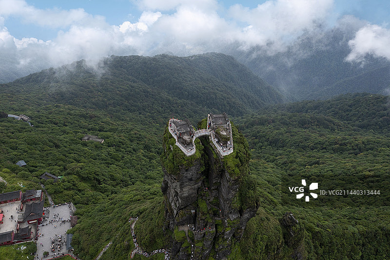 航拍中国贵州省铜仁市江口县梵净山文化旅游区云海户外风光图片素材