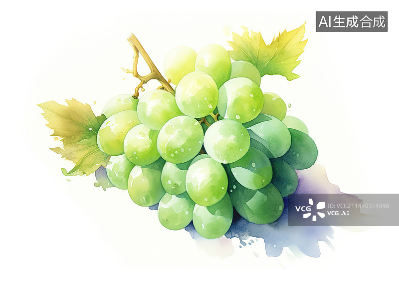 【AI数字艺术】一串美味的白葡萄图片素材