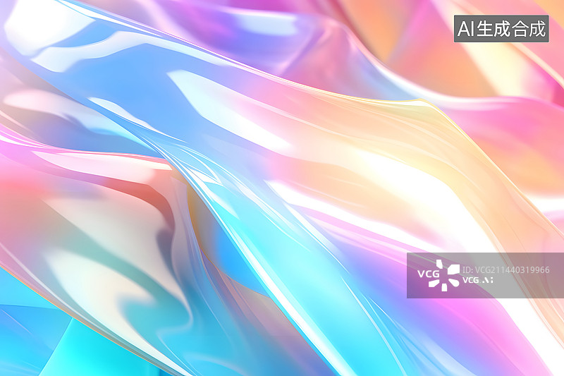 【AI数字艺术】液态流体渐变酸性风金属箔镭射背景，全息背景，暖色布料镭射背景图片素材