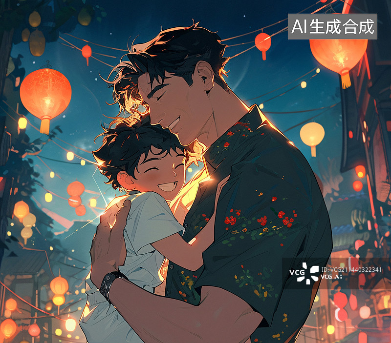 【AI数字艺术】父亲节爸爸孩子亲子阅读图片素材