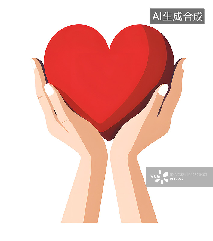 【AI数字艺术】AIGC:  手捧着爱心  白色背景图片素材