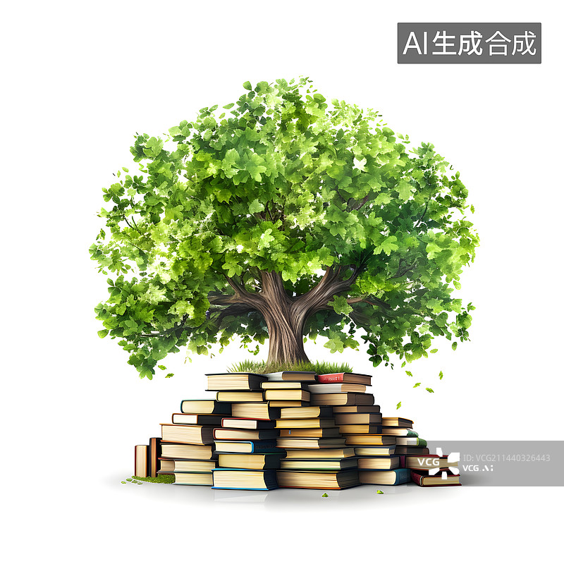 【AI数字艺术】AIGC:  创意书籍插画 增长知识 元素图片素材