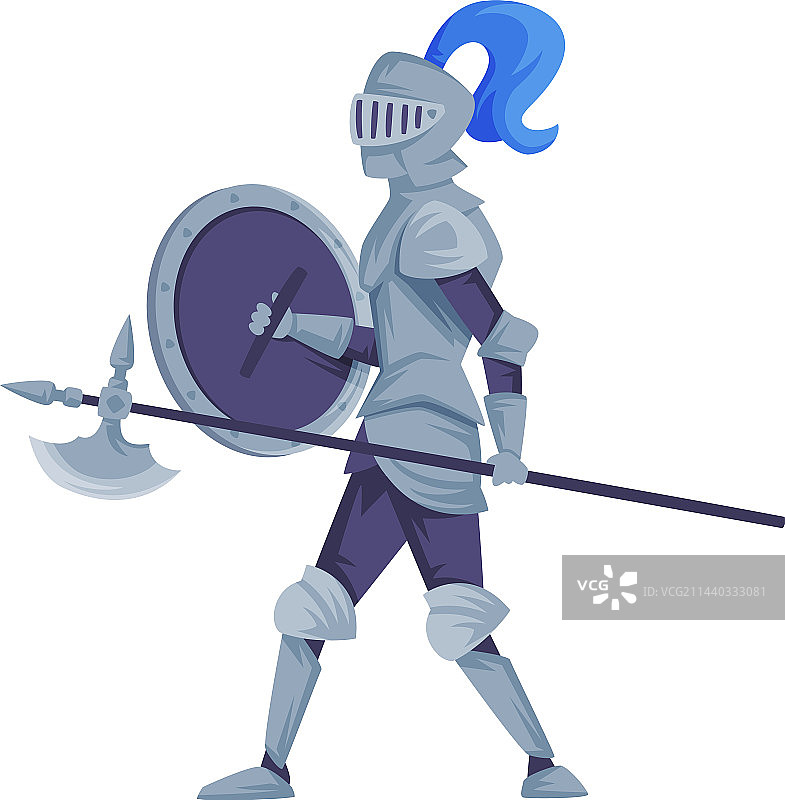 身着全套盔甲、手持盾牌的古代骑士图片素材