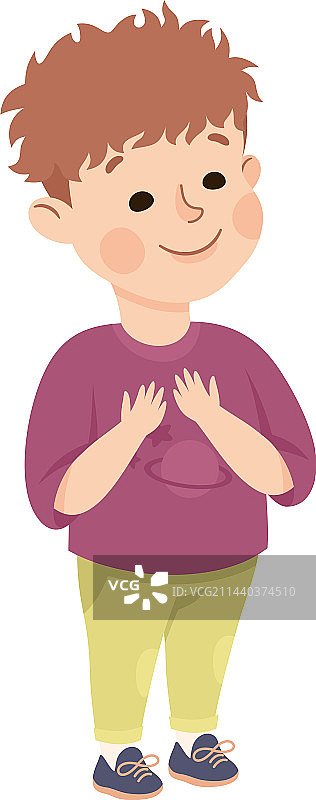 可爱微笑的休闲装小男孩图片素材