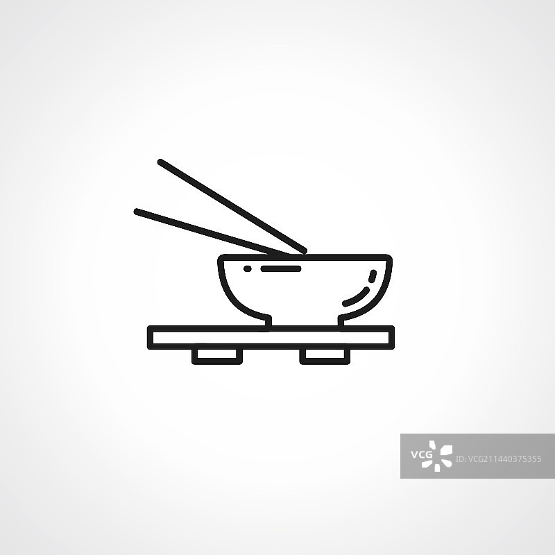 带中式筷子的碗线条图标图片素材