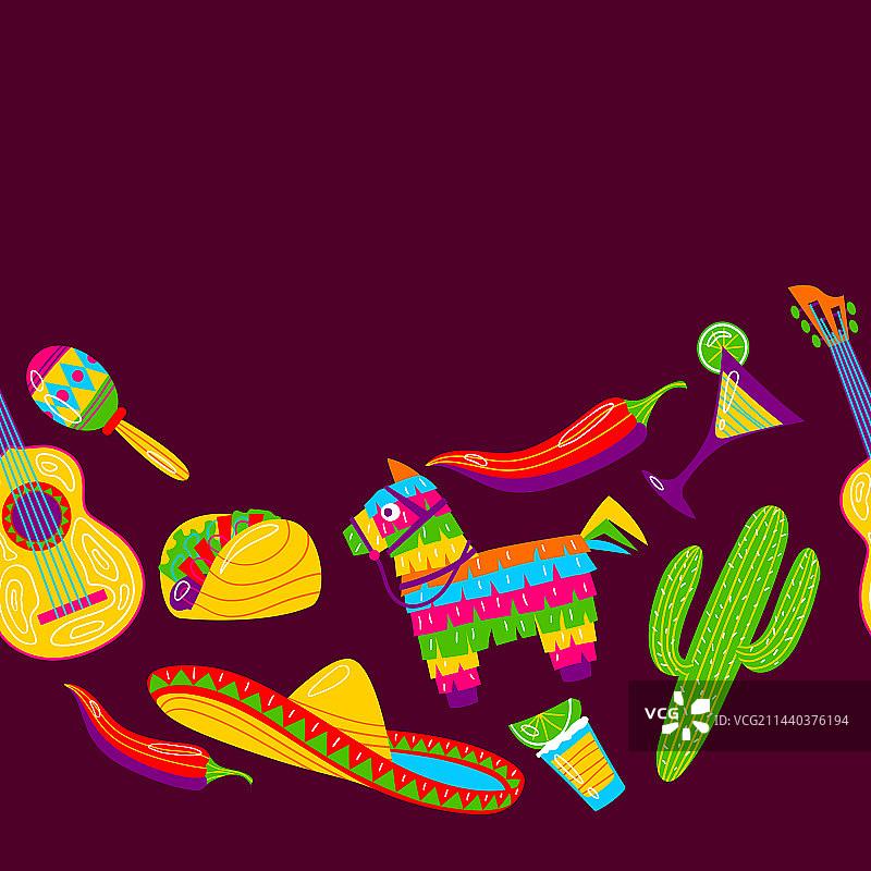 五月五日节墨西哥节日无缝图案图片素材