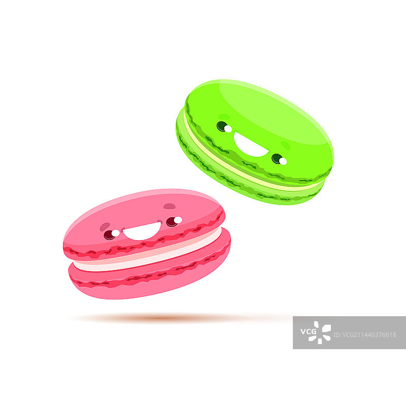 卡通绿色和粉色马卡龙蛋糕图片素材