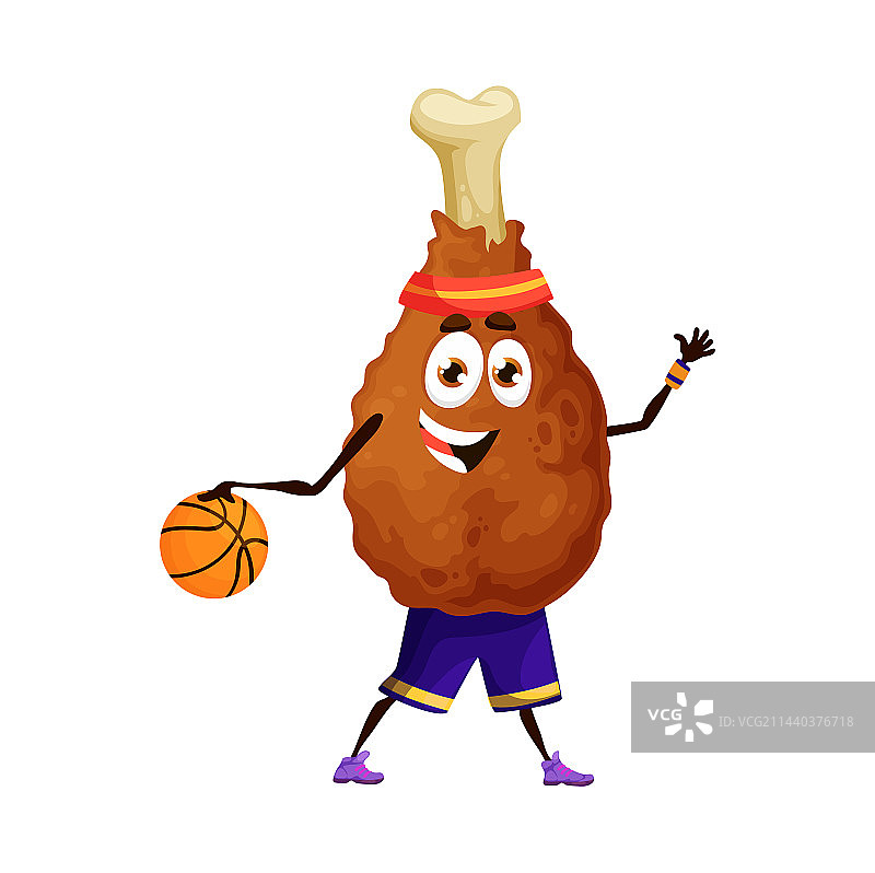 打篮球的卡通鸡腿角色图片素材