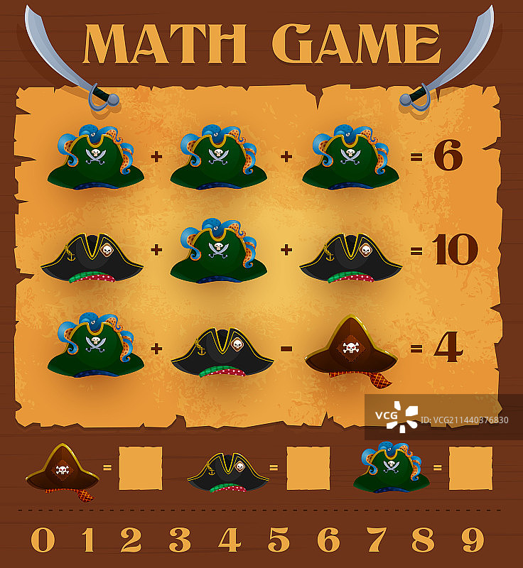 卡通海盗船长三角帽游戏图片素材