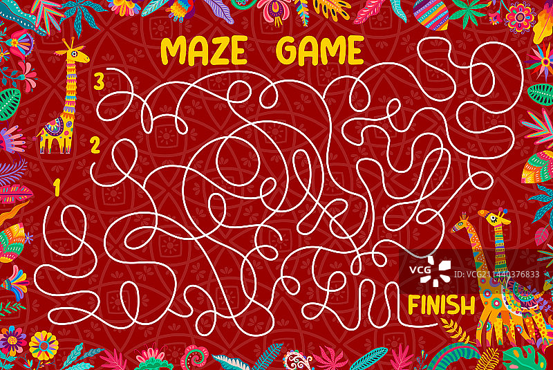 迷宫游戏：帮助长颈鹿寻找朋友图片素材
