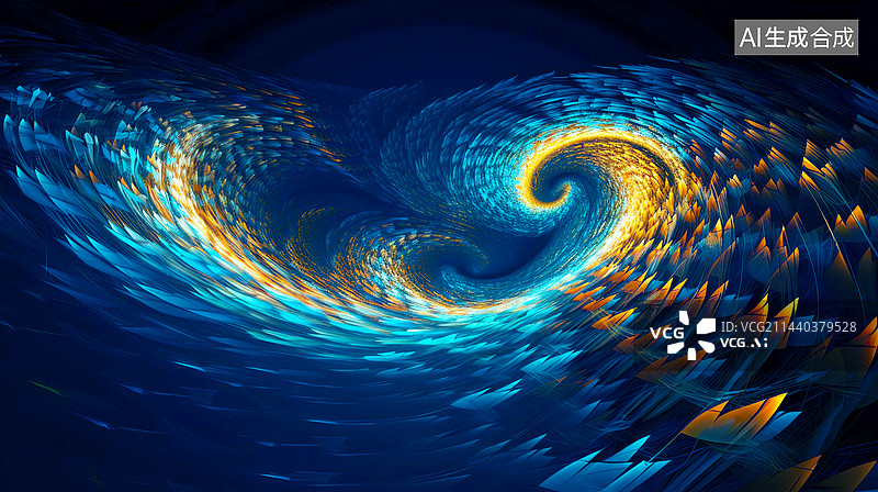 【AI数字艺术】抽象漩涡背景蓝色图片素材