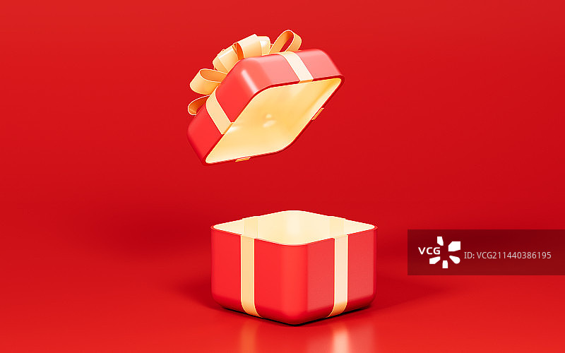 打开的购物礼盒3D渲染图片素材