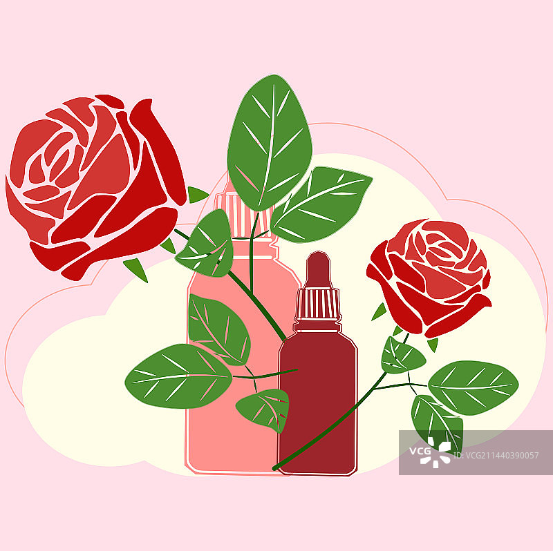 玫瑰与滴瓶图片素材