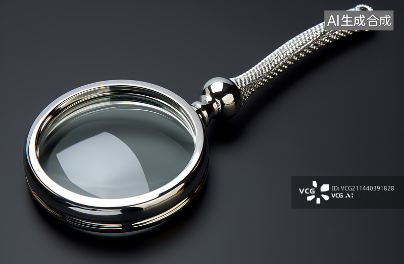 【AI数字艺术】灰色背景下的放大镜特写镜头图片素材