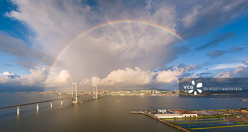深中通道 中山市马鞍岛和彩虹图片素材