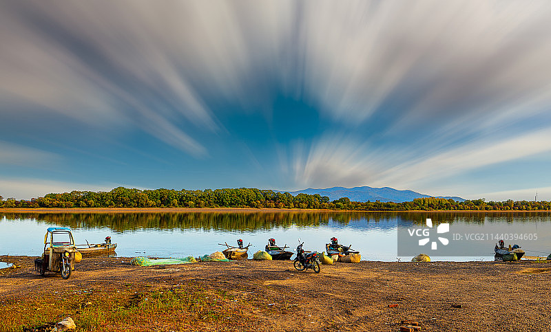 饶河乌苏里江秋天风景图片素材
