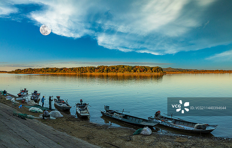 饶河乌苏里江秋天风景图片素材