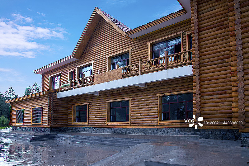 黑龙江省大兴安岭漠河北极村旅游接待中心木房屋图片素材