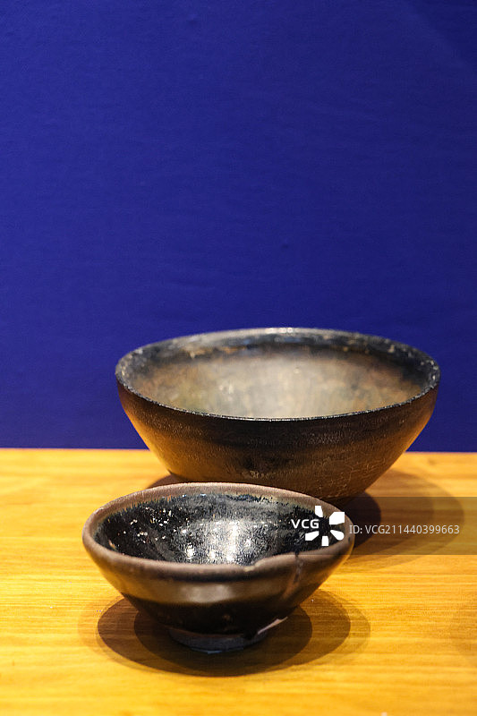 宋代黑釉兔毫盏建窑吉州窑建盏碗图片素材