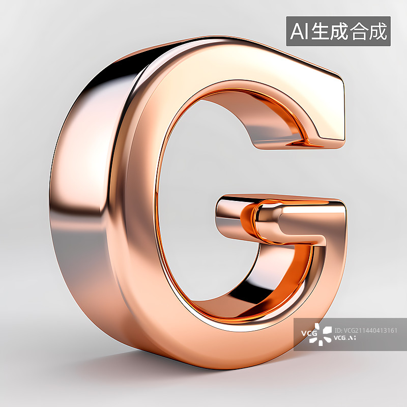 【AI数字艺术】大写字母G金属质感三维立体元素图片素材