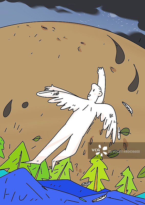 夏天飞翔故事绘本插画如果你十分珍爱自己的羽毛,不使它受一点损伤,那么,你将失去两只翅膀,永远不再能够图片素材