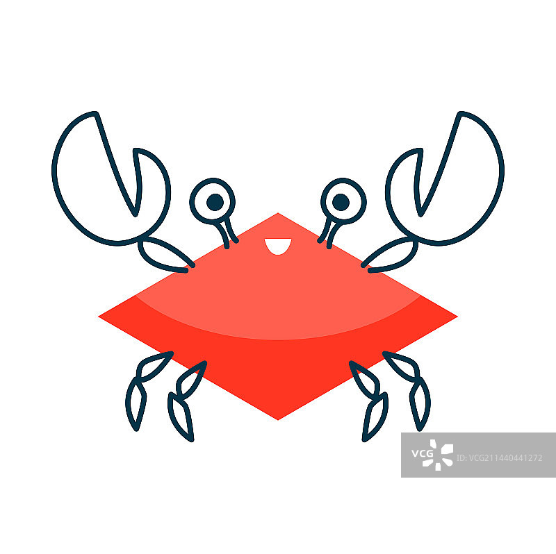 带菱形数学形状的卡通螃蟹图片素材