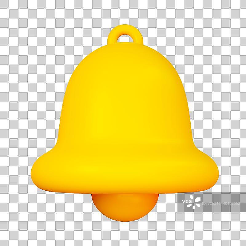 3D立体卡通黄色铃铛元素图片素材