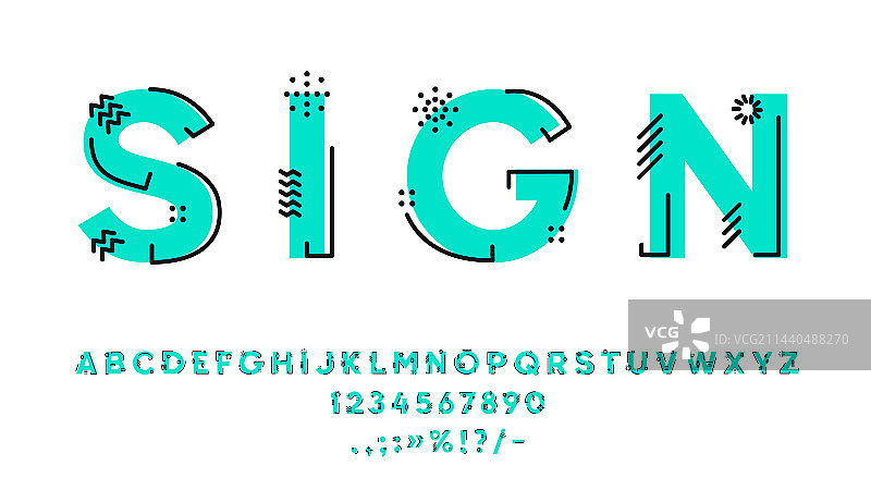 几何字体或线性字母表轮廓图片素材