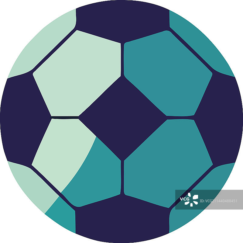 蓝色六边形上的足球符号图片素材