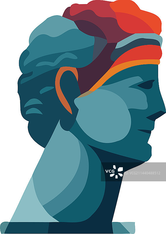 文艺复兴时期雕像胸像轮廓图标图片素材