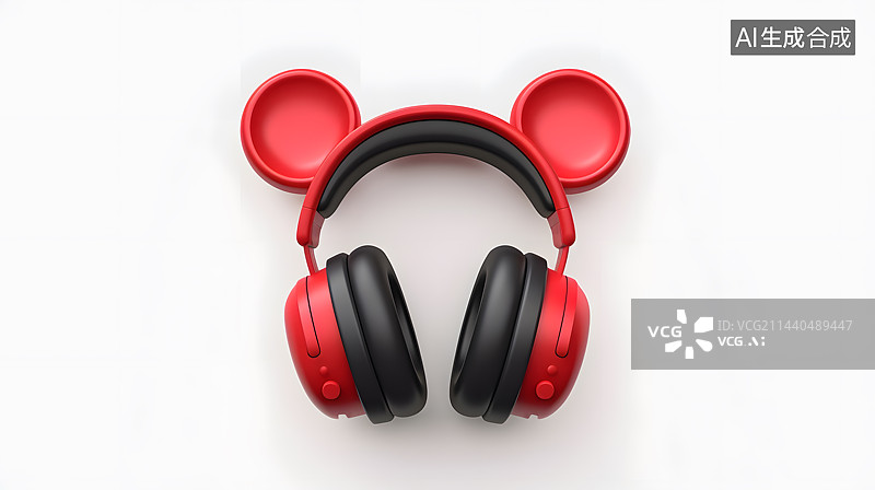 【AI数字艺术】3D米老鼠猫咪耳机元素图片素材