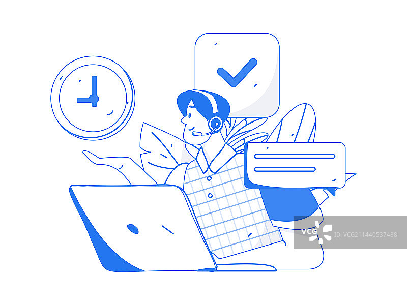 与咨询顾问进行沟通扁平矢量人物概念运营手绘插画图片素材