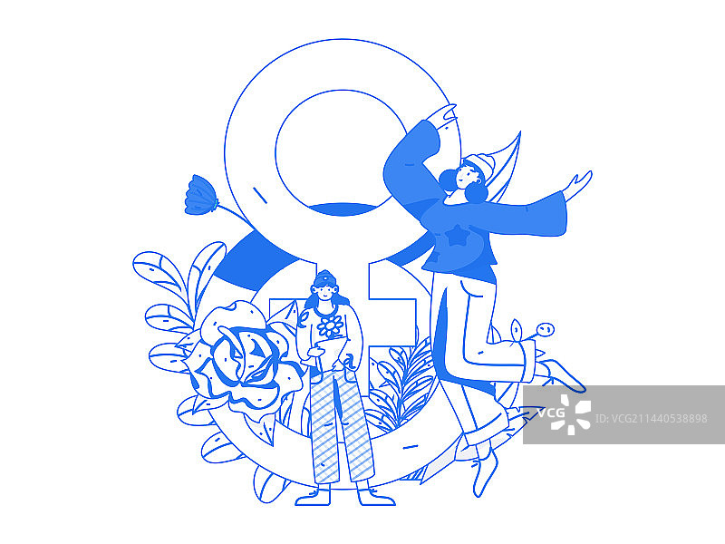 3.12国际妇女节职业女性扁平人物矢量概念运营手绘插画图片素材