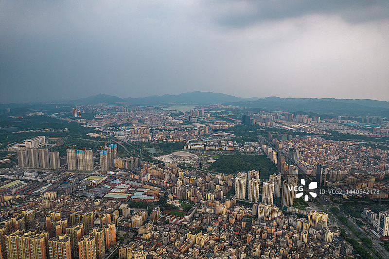 东莞厚街阴天暴雨天航拍图片素材