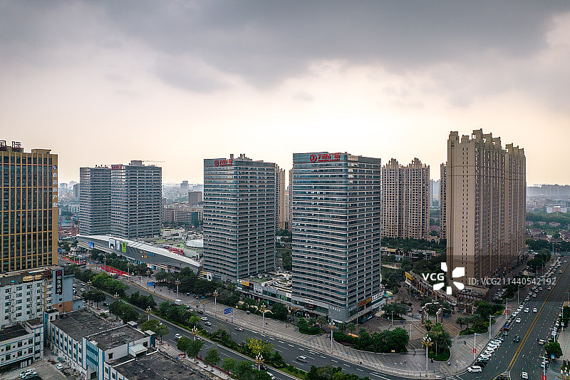 东莞厚街阴天暴雨天航拍图片素材