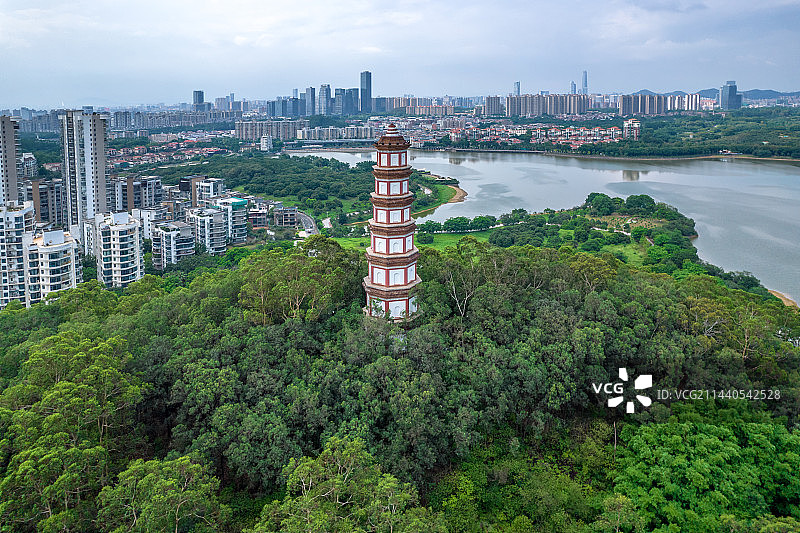 东莞南城水濂山水库航拍图片素材