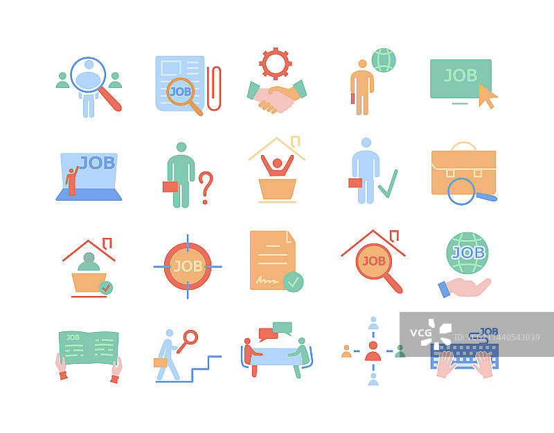 一套彩色就业图标图片素材