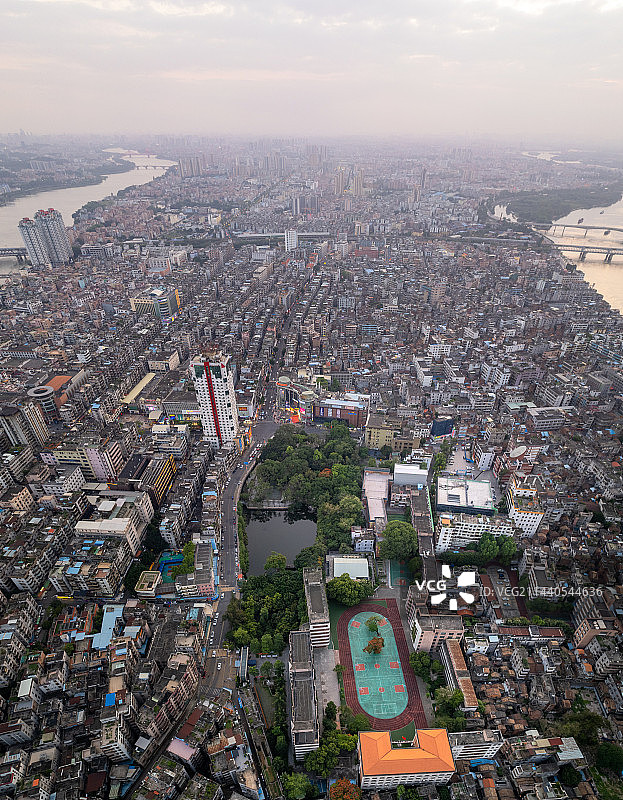 东莞石龙镇航拍全景图片素材