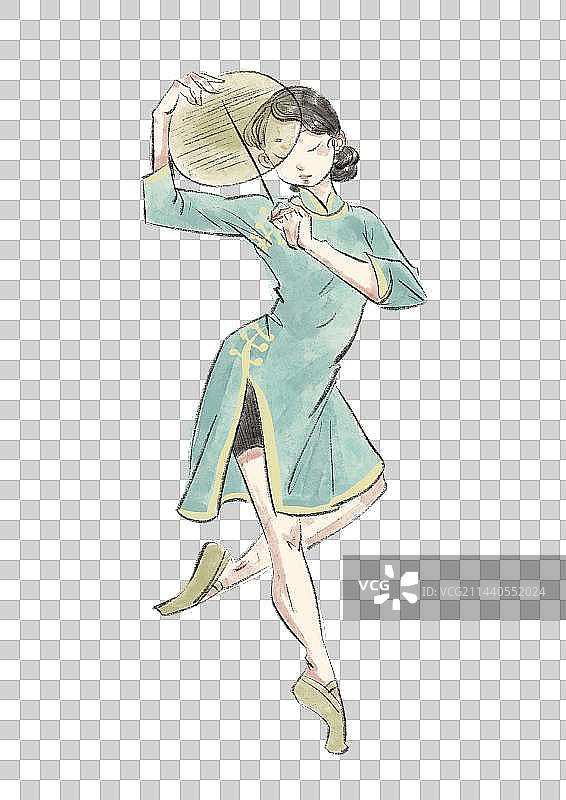 古典旗袍舞蹈女性元素图片素材