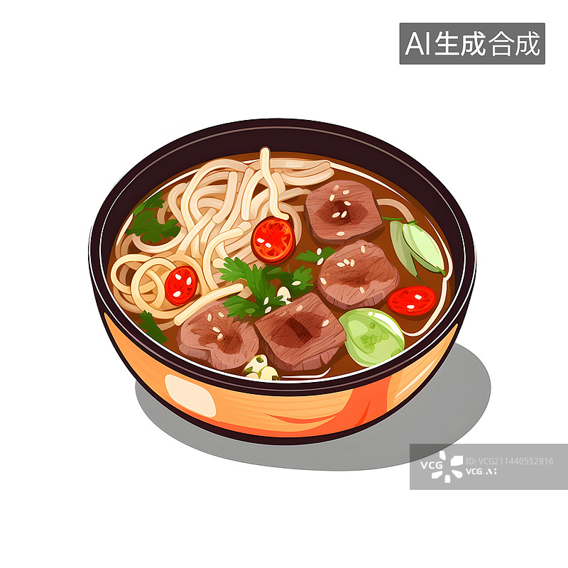 【AI数字艺术】牛肉粉，牛丸牛杂粉广东美食图片素材